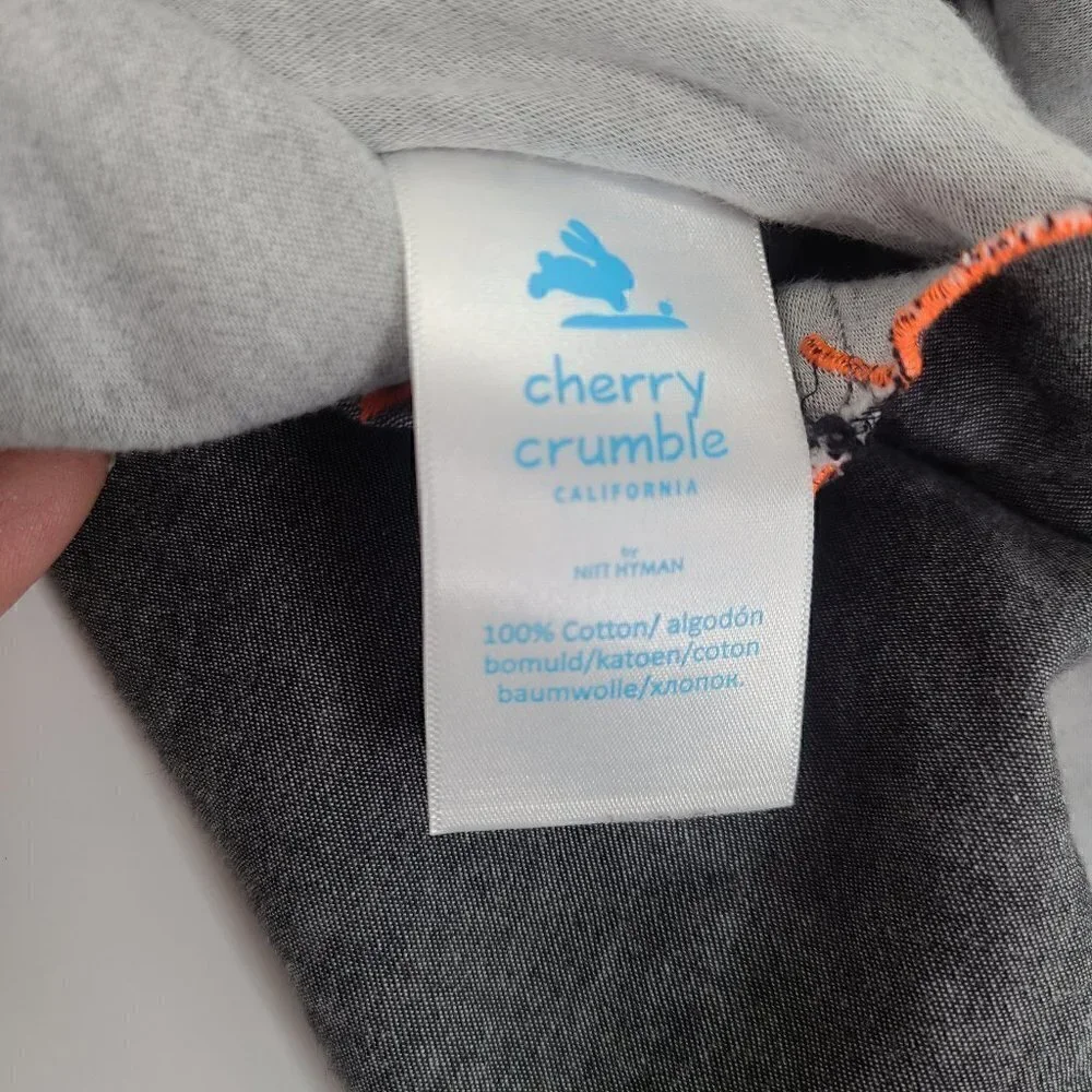 Cherry Crumble California Gray Chambray Denim Embroidered Sleeveless Dress